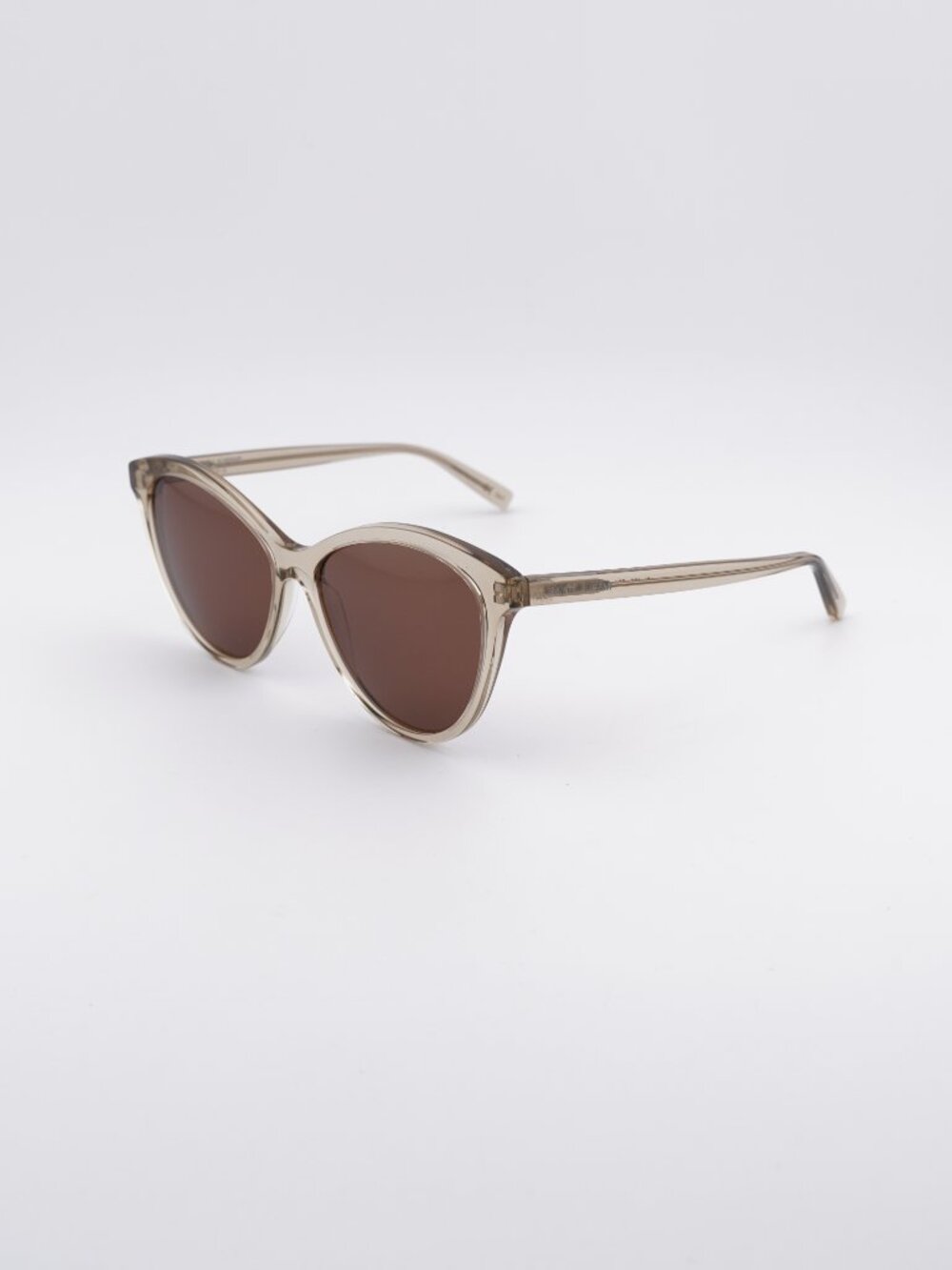 Saint Laurent SL456 004 Sunglasses Yellow Cat Eye Frame, Brown Lenses